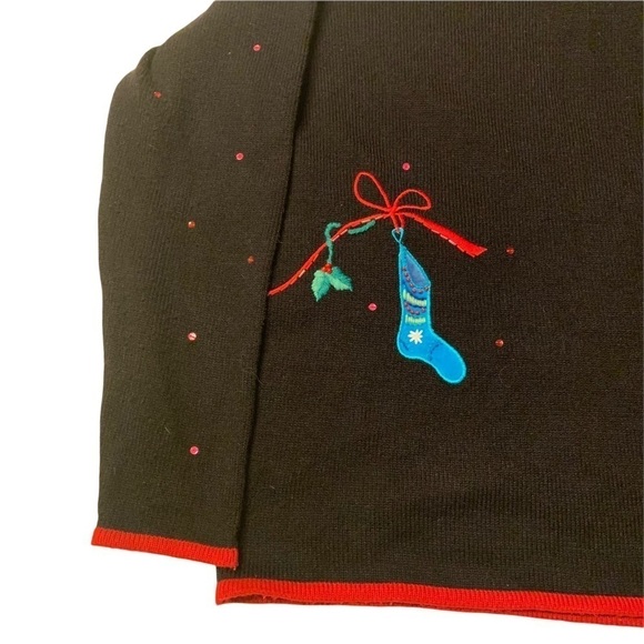 Karen Scott Sport Beaded & Appliquéd Christmas Stocking Sweater size Med… - Picture 3 of 10